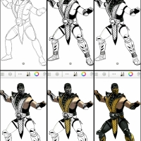 How to draw Scorpion of Mortal Kombat